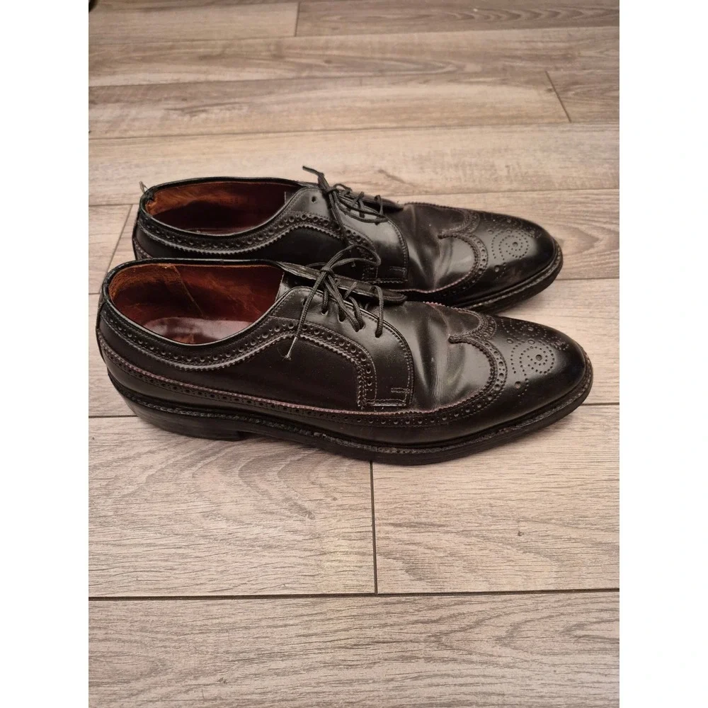 Vintage DuPont Corfam‎ Dark Brown Wingtip Oxford Shell Dress Shoes Mens Sz 11 A